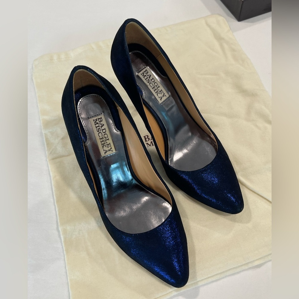 Badgley Mischka | Blue Iridescent Pumps | 7 - Picture 2 of 8